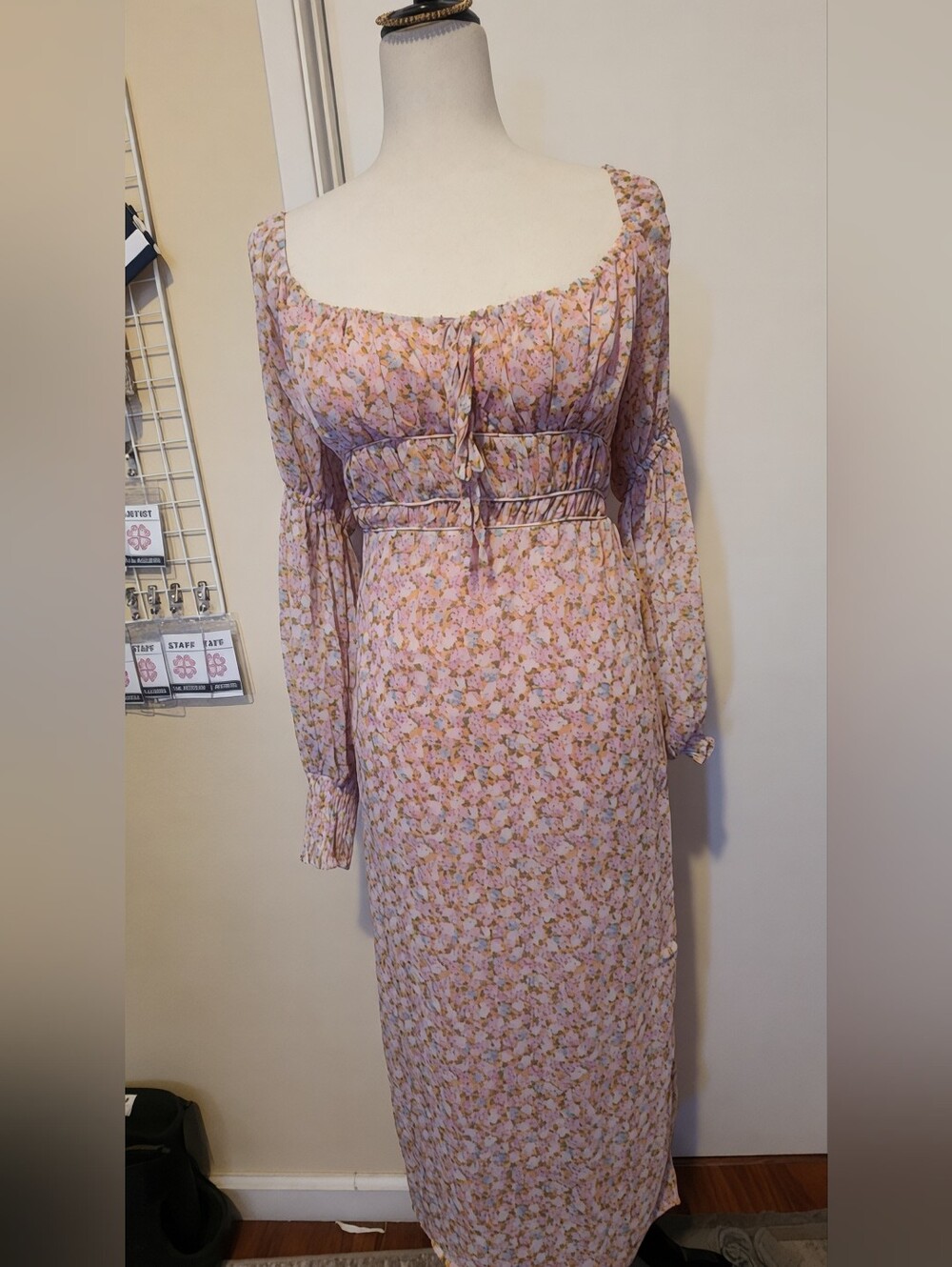 Floral Pink Long Sleeve Maxi Dress